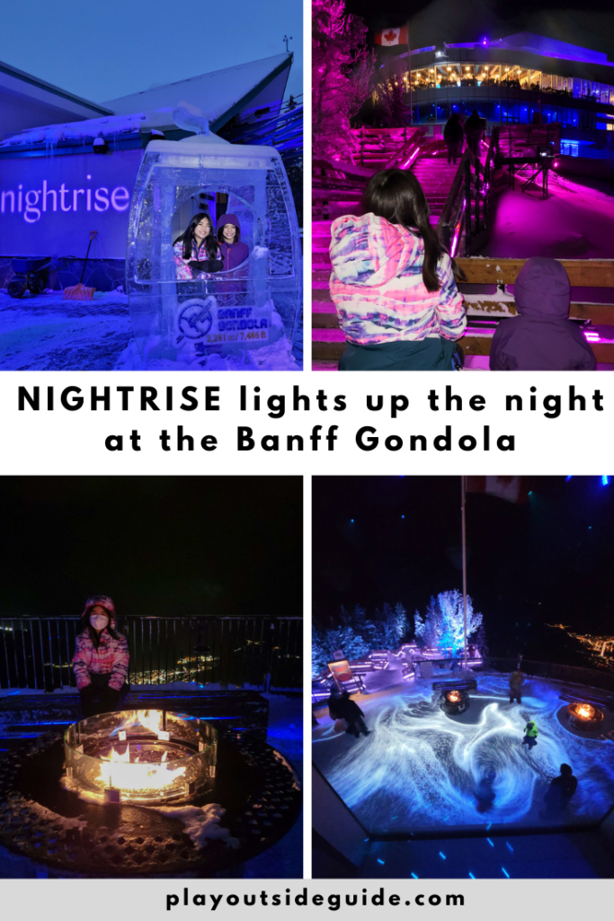 Nightrise lights up the night at the Banff Gondola pinterest pin
