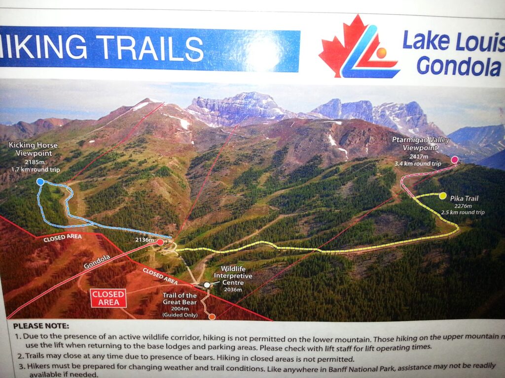 Lake Louise Sightseeing Gondola Hiking Trail Map