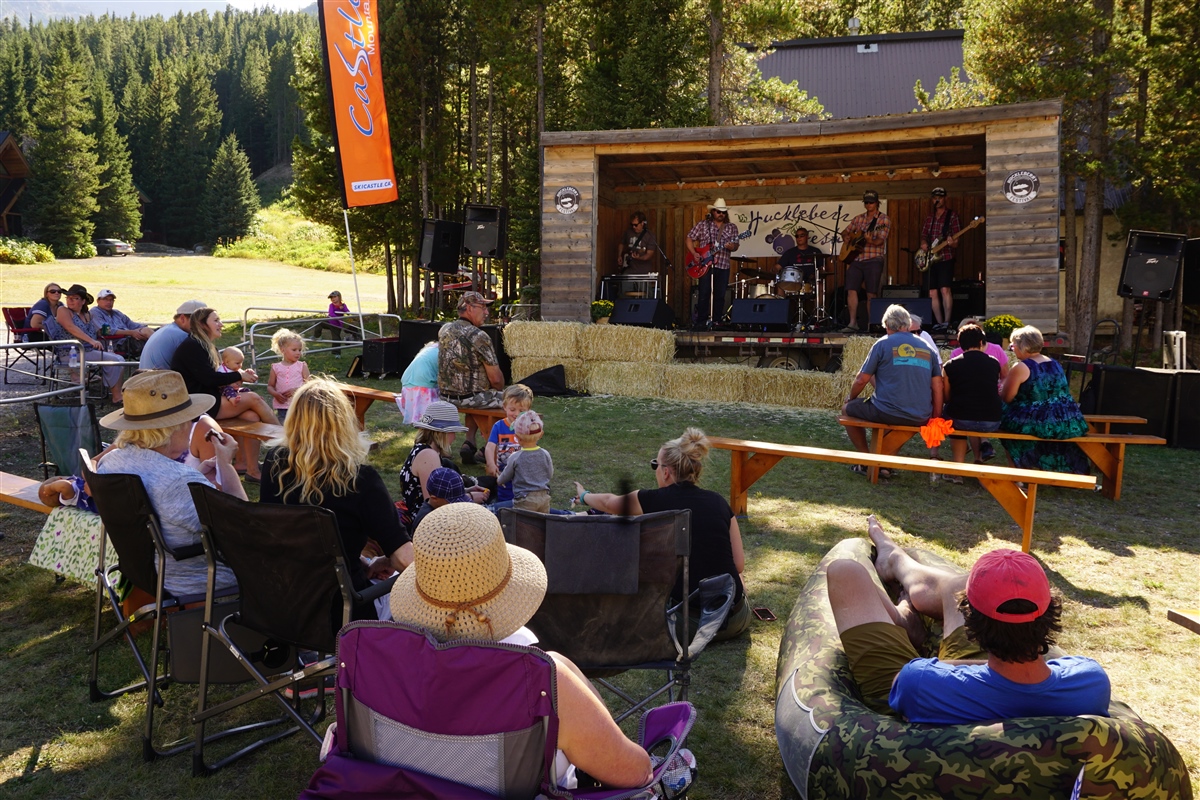 Live music on the Huckleberry Stage, Castle Mountain Resort
