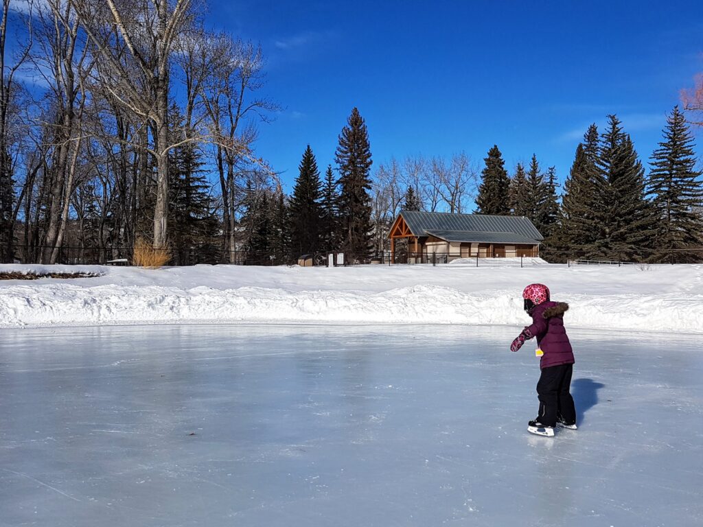Ice skating at Bowness Lagoon, Calgary