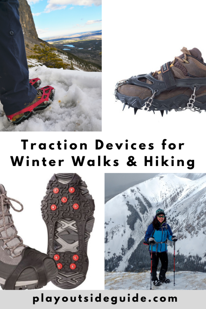 traction devices for winter walks and hiking