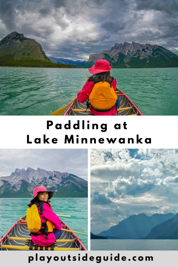 paddling at lake minnewanka pinterest pin