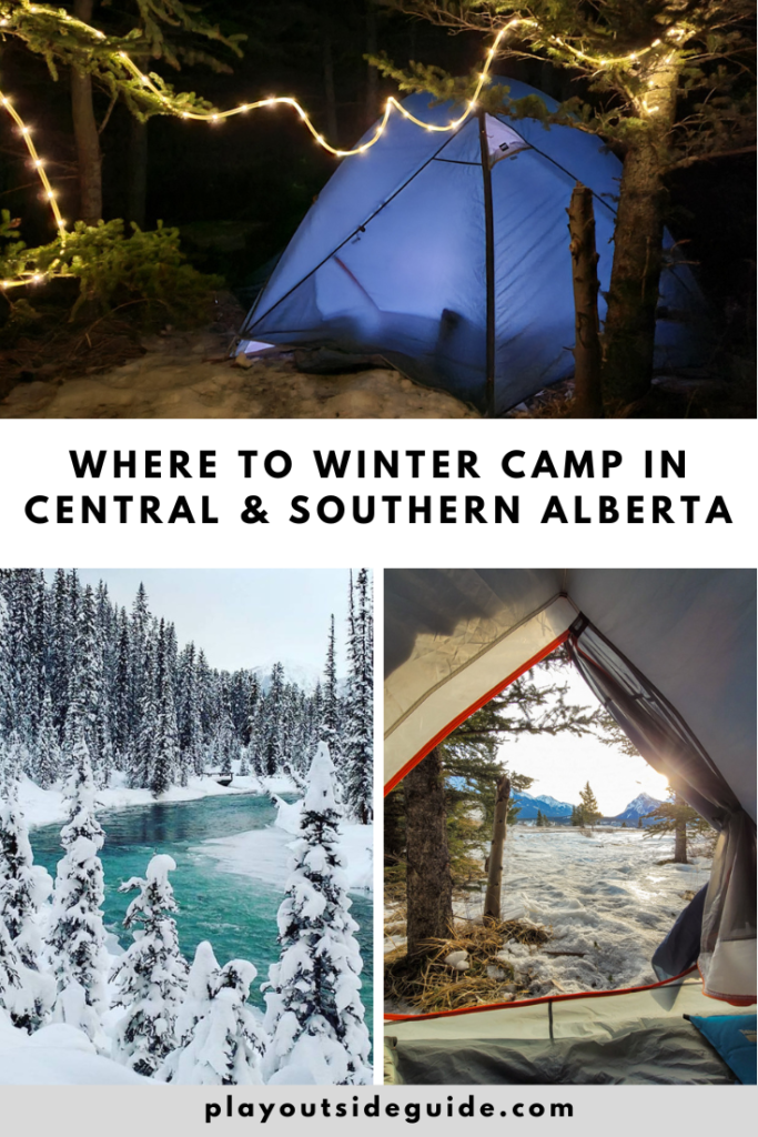Where to winter camp in Central and Southern Alberta pinterest pin